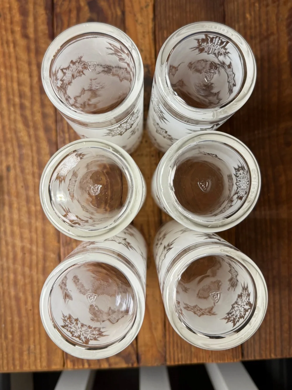 Set of (6) vintage MCM Federal Glass frosted 
